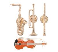 CAXUSD Set di 4 Spille Musicali in Lega Color Oro Chitarra Jazz e Sassofono, Resistenti allo Sbiadimento e Portatili, per Giacche e Zaini a Concerti e Feste