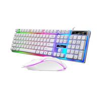 CAXUSD Set Di Tastiera e Mouse Cablati Neri Tastiera Da Gioco Ergonomica Retroilluminazione Led Colorata Dei Pulsanti Galleggianti Per Digitazione Scorrevole e Protezione Da Liquidi