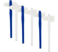 CAXUSD Spazzolino da Denti per Protesi Doppia Testina 6 Pezzi Set Piccolo Bianco e Blu Spazzola la Pulizia delle Protesi Dentarie Comodo e Portatile per Igiene Orale Quotidiana Adulti