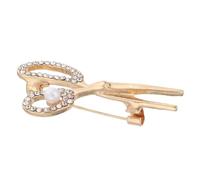 CAXUSD Spilla a Forma di Forbice Decorazione Elegante e Fissa con Cristalli in Lega Color Oro per Natale e Festa della Mamma per Abbigliamento e Sciarpe