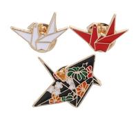 CAXUSD Spilla da Balia a Forma di Gru Origami in Lega, Spilla dei Cartoni Animati Perno Robusto, Accessorio Donna per Abiti, Borse e Feste, Set da 3 (rosso, Bianco, Nero)