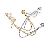 CAXUSD Spilla Da Bavero a Forma Di Violino Da Donna, Set 2 Pezzi in Lega Dorata e Argentata, Spille Per Vestiti e Zaini Chiusura a Spillo, Accessori Decorativi Per Abbigliamento Quotidiano e Regali