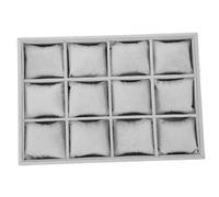 CAXUSD Vassoio Porta Orologi Da Cassetto Con 12 Griglie, Espositore Per Orologi E Gioielli, Organizzatore Gioielli in Tessuto Di Lino, Grigio, 35.5x24.5x5cm