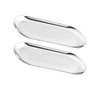 CAXUSD Vassoio Portaoggetti in Acciaio Lucido, Piastra di Stoccaggio a Forma Ellittica per Alimenti e Gioielli, Set 2 Pezzi Adatto per Cucina, Ristorante e Buffet