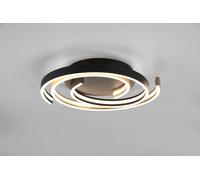 CAYA PLAFONIERA LED 58W 6800lm, 2300+3000+4000K SPIRALE METALLO OTTONE E NERO DIMMERABILE CON INTERRUTTORE D. 50CM