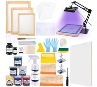 Caydo Kit per serigrafia all-in-one da 66 pezzi, luce LED da 50 W, luce per serigrafia a LED, inchiostro per serigrafia, emulsione fotografica per serigrafia, istruzioni (lingua italiana non
