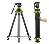 Cayer BV01 Treppiede Video Compatto con Testa Fluid - Treppiede Professionale 165 cm con, Treppiede da Viaggio Leggero in Alluminio, Carico Massimo 6 kg per DSLR, Camcorder, Fotocamera