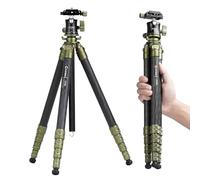 Cayer CH35 Treppiede da Viaggio con Testa Sferica, Treppiede Compatto in Fibra di Carbonio, Altezza 136 cm, Carico Max 8 kg (17.6 lbs) per Fotocamere Mirrorless, Videocamere, Smartphone e Webcam