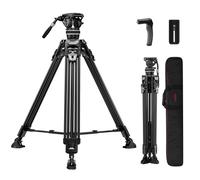 Cayer FA310H Treppiede video con testa fluida K10 - Bloccaggio delle gambe con un solo tocco e regolazione rapida - Carico di 22 libbre in alluminio per DSLR, Mirrorless e videocamere