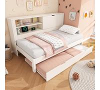 Cayipng Divano letto singolo 90x190 cm, con porta di ricarica USB/USB-C, letto estraibile, letto per bambini, spazio contenitore nello schienale, materasso non incluso.