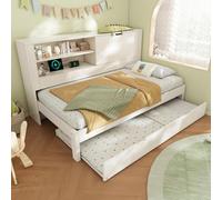 Cayipng Divano letto singolo 90x200 cm, con porta di ricarica USB/USB-C, letto estraibile, letto per bambini, spazio contenitore nello schienale, materasso non incluso.