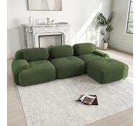 Cayipng Divano trasformabile,divano modulare,divano comprimibile,divano da 2 a 6 posti,senza montaggio,con base antiscivolo,tessuto in velluto a coste altamente elastico (Verde, 3 seats + 1 footrest)
