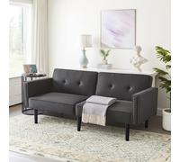 Cayipng Futon Divano Bed, Comfy Futon Couch Bed with Sleep Function, Convertible Sleeper Divano with Adjustable Backrest& Armrests for Living Room, Bedroom, Beige (Antique Black + Foam + 2 Seat)