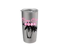 Cayo Coco Cuba Palma Tropicale Retro Bicchiere termico in acciaio inox doppia parete