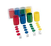 Cayro - Accessori Parcheesi - + 5 Anni - Scatola In Plastica - Giochi Da Tavolo Per Bambini E Adulti - 4 Bicchieri, 24 Fiches E 6 Dadi - Da 2 A 4 Giocatori