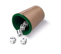 Cayro - Gioco Di Dadi - Tazza Per Dadi E 5 Dadi A Punta Da 16 Mm - Tazza Per Dadi In Pelle Foderata All'Interno - Gioco Da Tavolo Per Adulti - Accessorio Per Gioco Da Tavolo - Facile Da Usare