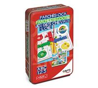Cayro - Parcheesi E Oca - + 5 Anni - Scatola Di Metallo - Divertente Gioco Da Tavolo Per Bambini E Adulti - Tavola Di Legno, Bicchieri E Patatine - Da 2 A 4 Giocatori