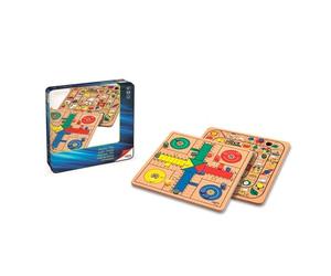 Cayro - Parcheesi - Oca In Legno Multicolore - Scatola Di Metallo - 27X27 Cm - Gioco Da Tavolo Per Famiglie - Divertimento Per Tutte Le Età - Include Dadi E Gettoni