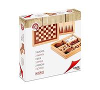 Cayro - Scacchi, Dama E Backgammon - + 7 Anni - Legno - Giochi Da Tavolo - Bambini E Adulti - Tabellone Reversibile Con Scatola Per Pezzi - 2 Giocatori