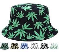 CaySep Cappello da pescatore pieghevole reversibile per marijuana-cannabis, ripiegabile, Verde, Taglia unica
