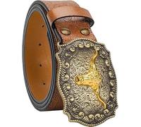 CaySep Western-Cowboy-Cinture per donne e uomini vintage con incisione floreale testa di toro fibbia cowgirl cintura in vita per 64 a 97 cm di vita, Marrone-stile 1, 100cm/For Waist 64cm-76cm