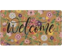 CaySep Zerbino floreale in fibra di cocco con motivo floreale, colorato, per ingresso interno, grazioso zerbino decorativo per esterni, antiscivolo, per porta d'ingresso, 43 x 74 cm