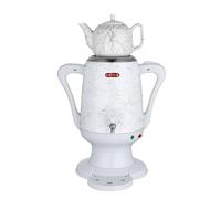 Caytime Samowar 3 L - Teiera in acciaio inox con teiera in ceramica bianca/Samovar elettrico, design moderno