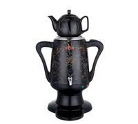 Caytime Samowar 3 L - Teiera in acciaio inox con teiera in ceramica nera/Samovar elettrico, design moderno