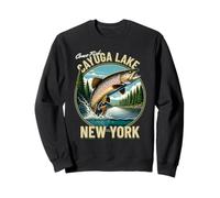 Cayuga Lake Trout Fishing - Stile cabina nord dello stato di New York Felpa