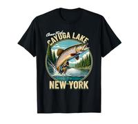 Cayuga Lake Trout Fishing - Stile cabina nord dello stato di New York Maglietta