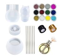 Cayway 11 Pz Stampi Resina Silicone Stampi per Resina Bottiglia, 2 Pz Bottiglia di Profumo Stampi in Resina Silicone con Coperchio per Bottiglia Fai da Te, Decorazione Domestica