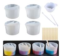 Cayway 18 Pz Tazza Divisa per Versare, 4 Pz Tazza in Silicone Riutilizzabile per Versamento Acrilico, Split Cup Arte Accessori per Stampi in Silicone DIY, Pittura Acrilica Colata di Resina
