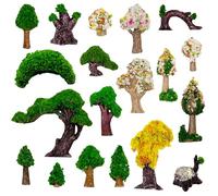 Cayway 19 Alberi Modello Misto, Ferroviari Scenario, Accessori Giardino Miniatura Set, Mini Alberi per Giardino Delle Fate in Miniatura