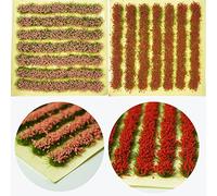 Cayway 2 Pacchetto D'erba Fai Da Te in Miniatura, Modello Grappoli D'erba, Modello Grappoli D'erba Grappoli di Fiori per Ferrovia Paesaggio Sabbia Militare Layout Modello, Rosa e Rosso