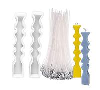 Cayway 2 Pz Stampo Silicone per Candela Lunga Stampo in Resina Siliconica Candele con 100 Pz Stoppino di Candela per Fabbricazione di Candele, Stampi in Silicone per Candele a Colonna Fai Da Te