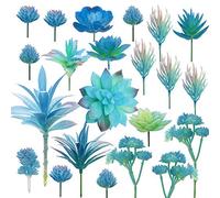 Cayway 21 Pz Succulente Piante Artificiali Blu Piante Grasse Finte Decorative Uncotted Faux Flower Succulente per Parete DIY Home Decor
