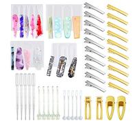 Cayway 29 Pz Stampo in Resina Siliconica - 4 PCS Stampi per Capelli e 24 Pz Forcina per DIY Gioielli Hair Clip Resin Mold