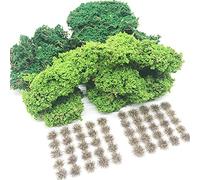 Cayway 3 Pacchetto Ciuffo di Erba Statica Erba Statica Ciuffo, Albero Modello Erba Sacchetto Lichene Verde, Artificiali Falso Muschio e Pinzette per La Ferrovia del Paesaggio del Treno