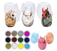 Cayway 3 Pz Stampi Resina in Silicone, Piccolo Uovo di Drago Stampi per Resina Stampi per Resin per Resin Craft Fai da Te, Portachiavi, Decorazioni per La Casa