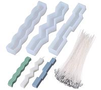 Cayway 3 Pz Stampo Silicone per Candela Lunga Stampo in Resina Siliconica Candele con 100 Pz Stoppino di Candela per Fabbricazione di Candele, Stampi in Silicone per Candele a Colonna Fai Da Te