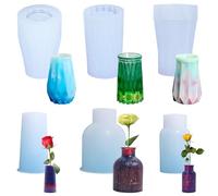 Cayway 6 PCS Moulle Silicone Resine Epoxy Vase, Moule Vase Resine Epoxy, Fleurs Moule en Silicone Bouteille pour Résine Epoxy, Décoration de La Maison
