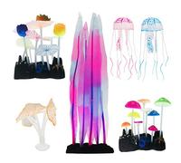 Cayway 6 pezzi per acquario, piante acquatiche luminose, decorazione per acquario, meduse artificiali, in silicone incandescente, fungo per acquario, simulazione in silicone idroponico
