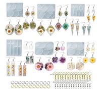 Cayway 6PCS Stampo Silicon per Orecchino, Stampi per Resina, 100 PCS Orecchino e Anelli di Saltoper Creazione Orecchini Ciondoli Fai da Te