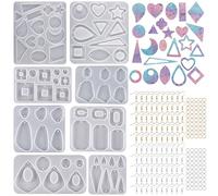 Cayway 8 Pz Stampi Resina per Orecchini, Stampi per Resina Orecchini, Stampo in Silicone Orecchino con Gancio per L'orecchio, Anelli di Salto, Portachiavi, Ciondolo Fai Da Te