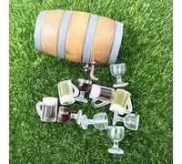 Cayway Accessori da Cucina per Casa Delle Bambole, Set di Bottiglie di Vino in Miniatura, Mini Botte, Bottiglie e Bicchieri di Vino in Miniatura per La Casa Delle Bambole
