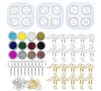 Cayway Costellazione Stampo Silicon, 3 Pz Zodiaco Stampi per Resina per Orecchino, Orecchino e Anelli di Salto, Paillettes, Glitter per Creazione Orecchini Ciondoli Fai da Te