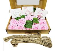 Cayway Fiori Rosa Artificiali, Fiori Artificiali Schiuma, Rosa Rose Artificiali con Steli con Biglietti di Auguri per DIY Matrimoni Mazzi Festa Casa Stanza Decorazioni
