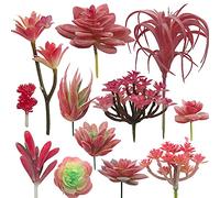 Cayway Piante Grasse Finte Decorative, 12 Pz Rosso Succulente Artificiali Piante Succulente Finte per La Decorazione del Paesaggio Decorazioni, Casa Giardino Decorazioni