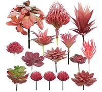 Cayway Piante Grasse Finte Decorative, 15 Pz Rosso Succulente Artificiali Piante Succulente Finte per La Decorazione del Paesaggio Decorazioni, Casa Giardino Decorazioni