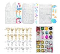 Cayway Stampo Silicon, 3 Pz Stampi per Resina per Orecchino, Orecchino e Anelli di Salto, Paillettes, Fiocchi di Lamina D'oro Glitter per Creazione Orecchini Ciondoli Fai da Te